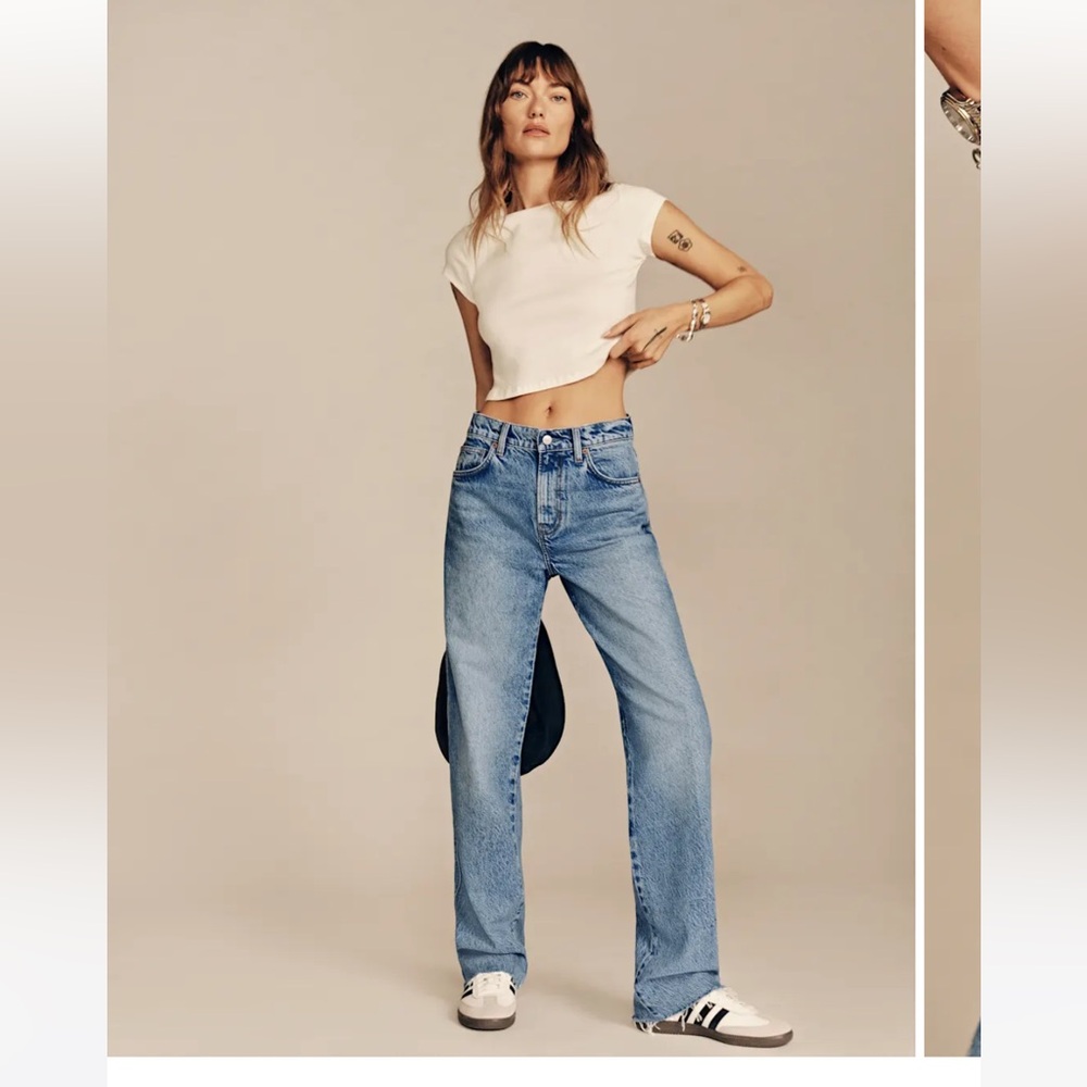 Blue Flare Wide Leg Jeans with High-Rise Waist
